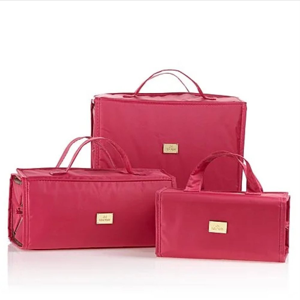 Joy Mangano Ultimate Better Beauty Case Set of 3 NWT- Fuchsia